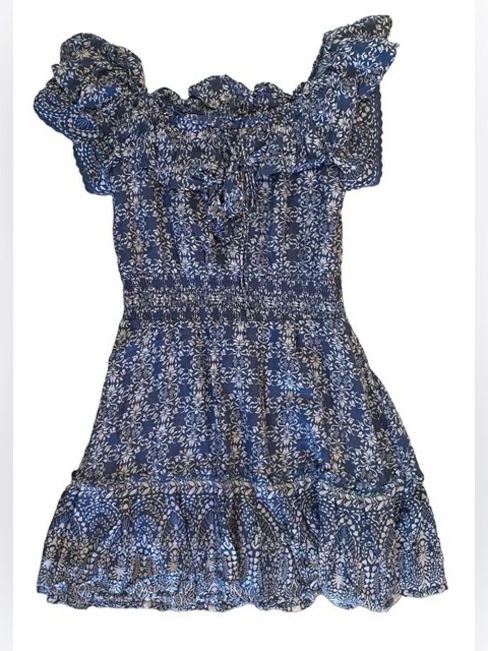 American Rag Blue Floral Smocked Mini Dress